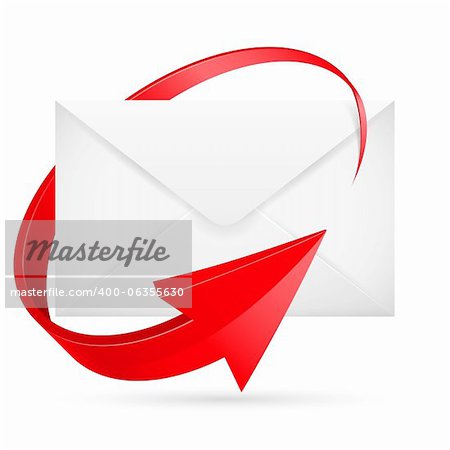 Vector E-mail with arrow. Illustration for design on white background