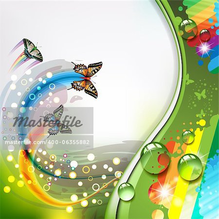 Colorful abstract background with butterflies