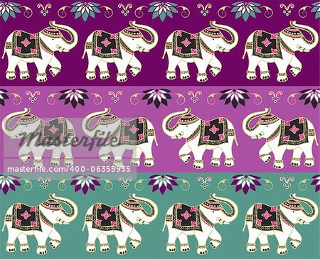 Typical indian elephant decoration banner background set. Vector file available.