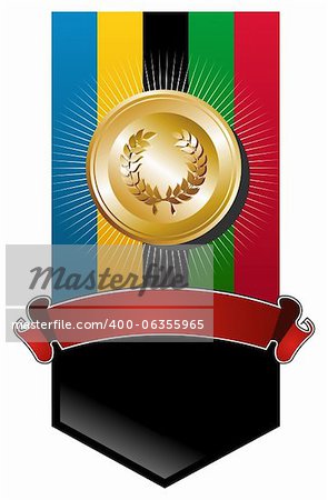 Olympics games gold medal banner illustration. Vector file layered for easy manipulation and custom coloring.