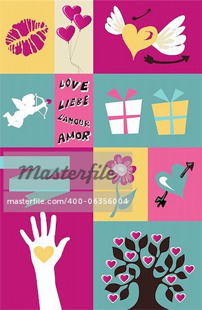 Happy lovers day greeting element set background. Vector file available.