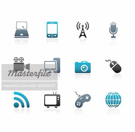 Set of modern media and entertainment icons