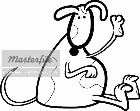 cartoon illustration of cute spotted dog or puppy for coloring book