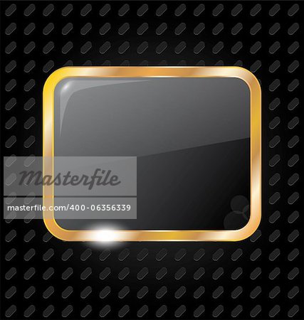 Illustration golden rectangle frame isolated on aluminum background - vector