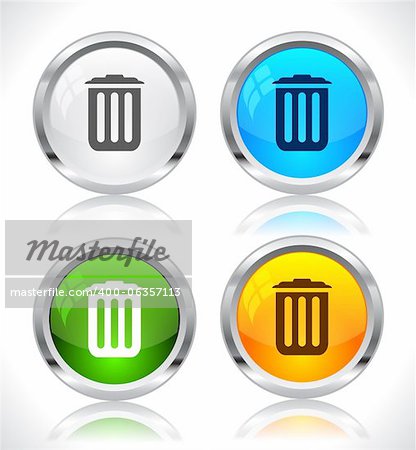 Cool color shiny metal web buttons. Vector illustration.