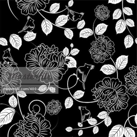 Seamless vector floral pattern. For easy making seamless pattern just drag all group into swatches bar, and use it for filling any contours.