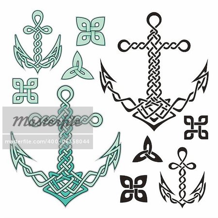 Anchor illustrations inspired from Celtic knot designs.