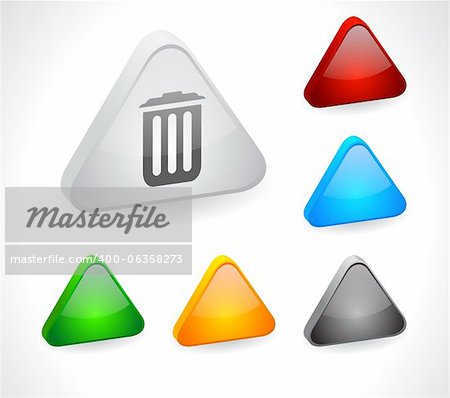 Color 3d shiny buttons for web. Vector illustration.