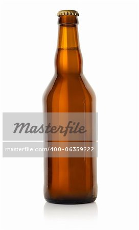 Beer in a brown bottle isolated on a white background. Clipping path