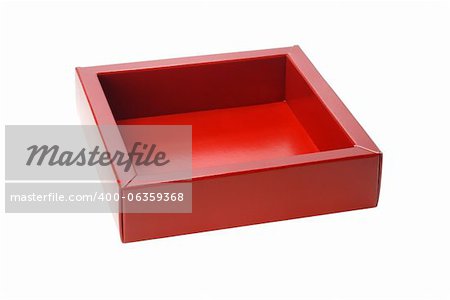 Red Gift Box Without Cover on White Background