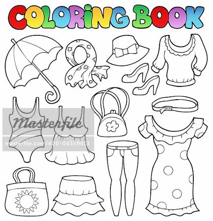 Coloring book clothes theme 2 - vector illustration.