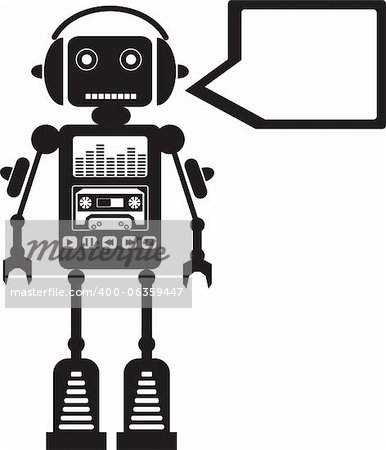 Music Robot with Media Buttons on it and Callout