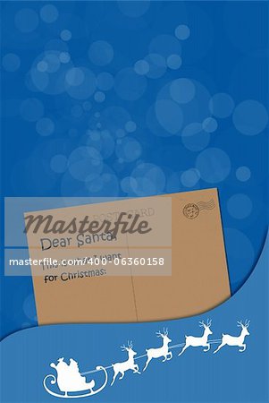 Letter to Santa Claus, blue vertical background