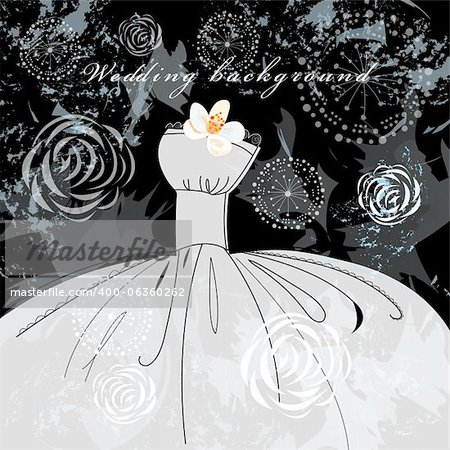 graphical textured background with a wedding dress in the dark