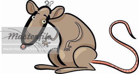 Cartoon Humorous Illustration of Rat Animal Character