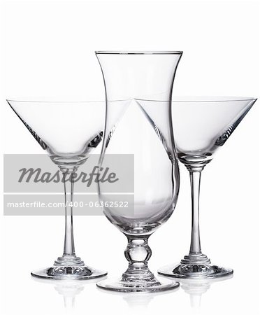 Hurricane and martini glasses isolated on white background