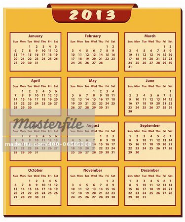 Calendar 2013 full year. January through to December months.