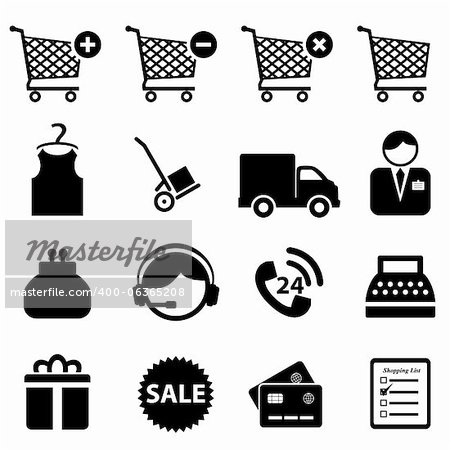 Shopping icon set on white background