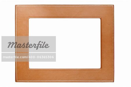 Rectangular leather frame isolated on white background