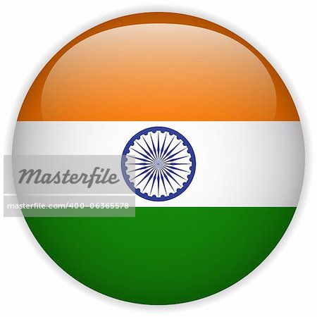 Vector - India Flag Glossy Button
