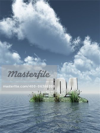 number 404 monument at water - 3d illustration