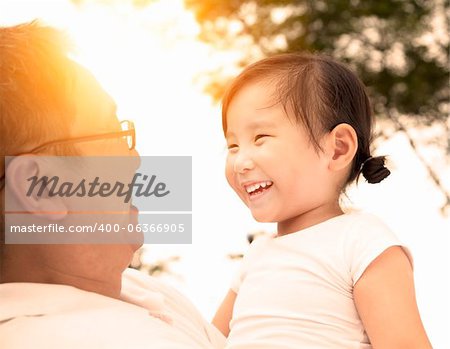 happy little girl with father