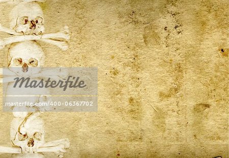 Grunge background with human skulls and bones