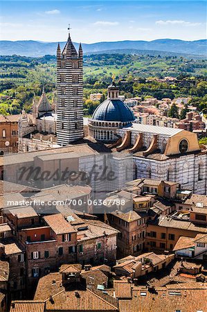 Vue d'ensemble de la cathédrale de Sienne, Siena, Toscane, Italie