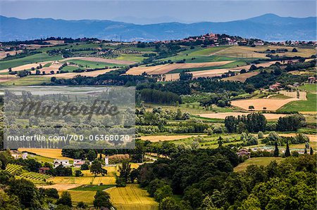 Overview of Farmland, Chiusi, Siena Province, Tuscany, Italy