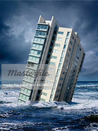 Highrise Floating in Ocean