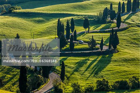 Enroulement Road, Monticchiello, Val d'Orcia, Province de Sienne, Toscane, Italie