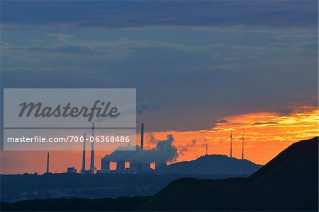 Power Plant Scholven as seen from Halde Hoheward, Gelsenkirchen, Ruhr Basin, North Rhine-Westphalia, Germany