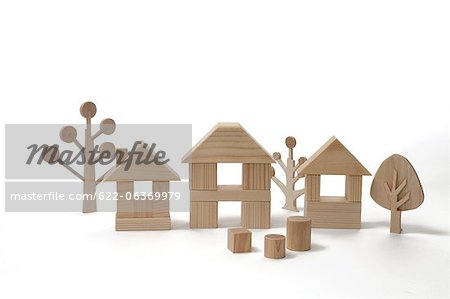 Houses made of building blocks