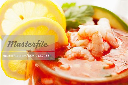 Mexican Style Shrimp Cocktail; Close Up