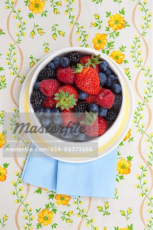 Bowl of Mixed Fresh Berries; From Above