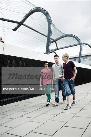 Boys Walking in Playground, Mannheim, Baden-Wurttemberg, Germany