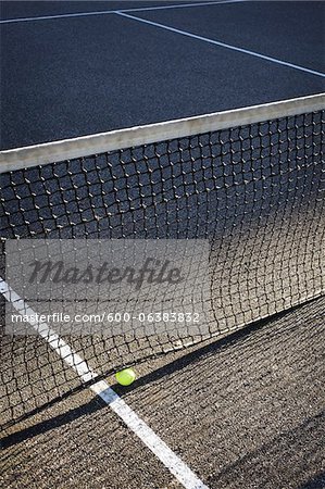 Tennis Ball under Net, Vancouver, British Columbia, Canada