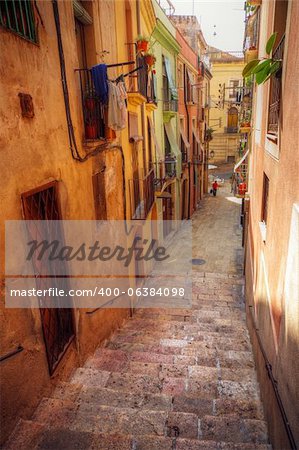 traditionnelle vieille rue espagnole, Tarragona, Catalogne, Espagne