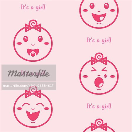 Cute baby girl pattern, wallpaper