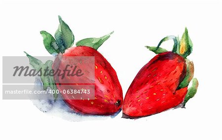Watercolor illustration of strawberry