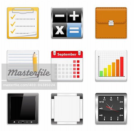 Set of office icons, vector eps10 illustration