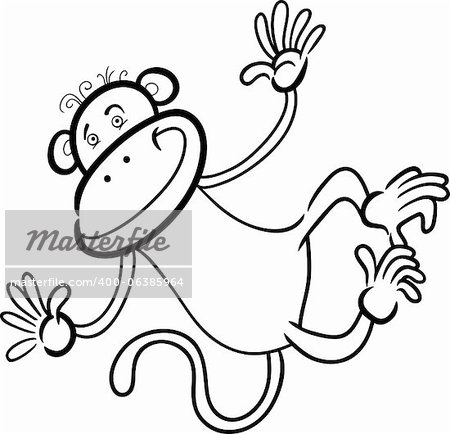 Cartoon Humorous Illustration of Cute Funny Monkey for Coloring Book