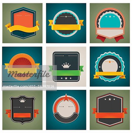 Set of detailed badges with blank space for text