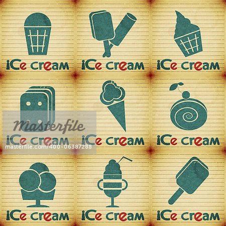 Ice Cream Vintage set labels - Vector illustration