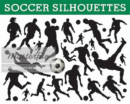 Soccer players silhouettes supported by  eps format isolated on white