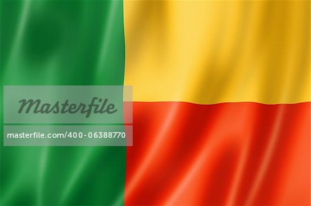 Benin flag, three dimensional render, satin texture