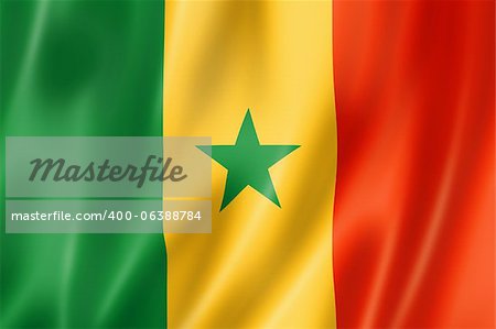 Senegal flag, three dimensional render, satin texture