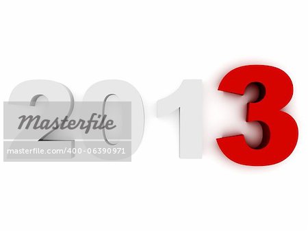 Number 2013  on a white background, which symbolizes the new year and focuses on the last digit