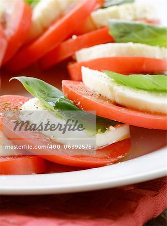 Italian salad with mozzarella cheese and tomato