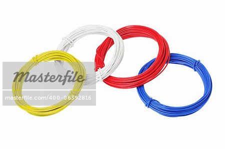 Coils of Color Wires on White Background